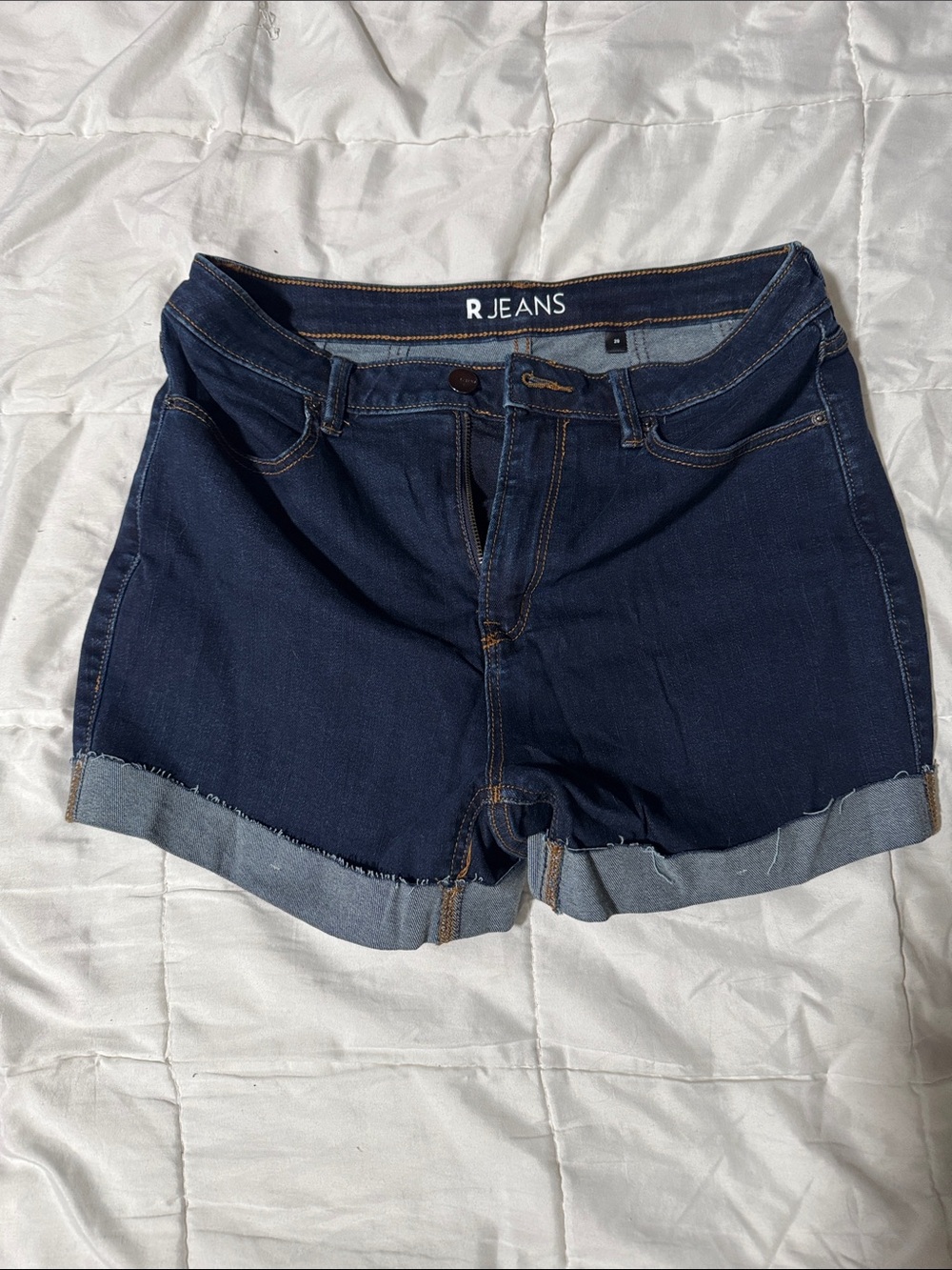 Reitmans Dark Blue Denim Cuffed Jean Shorts